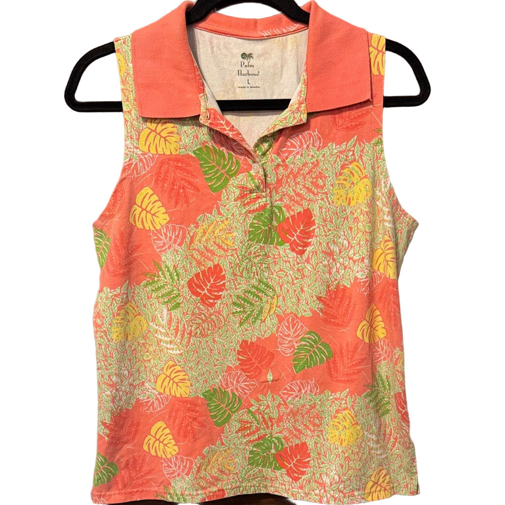 Palm Harbour Tropical Leaf Print Sleeveless Top